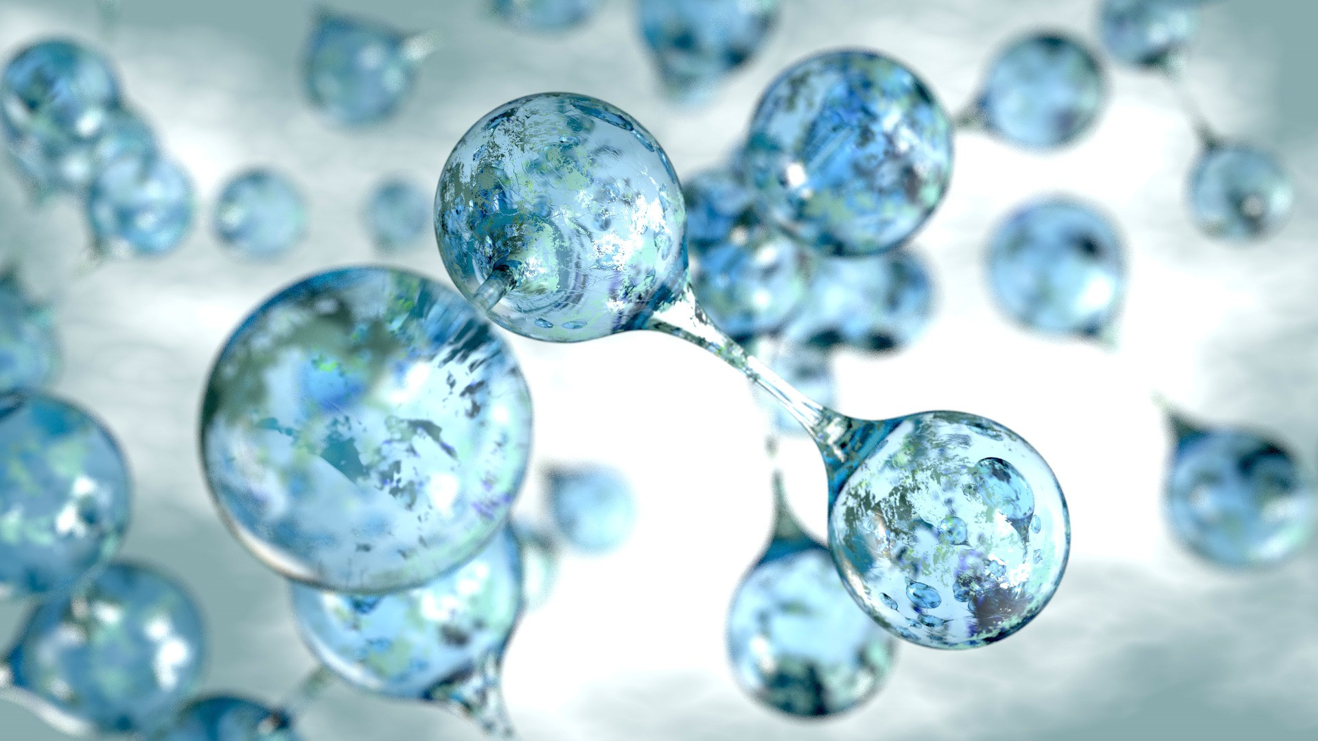 Afbeelding van watermoleculen, representatief voor de innovaties van PureBlue.